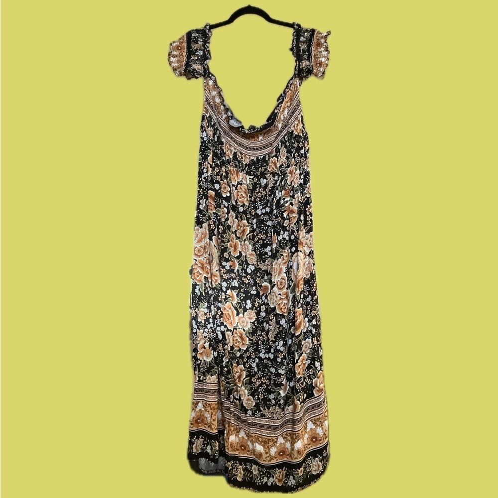 Floral Black and Cream Women's Dress